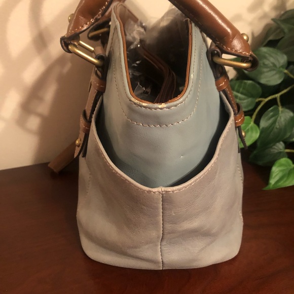 Tignanello two tone light blue & brown handle bag - Picture 3 of 16